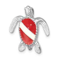 Sterling Silver Rhodium-plated Enameled Polished Dive Flag Turtle Chain Slide LP-020