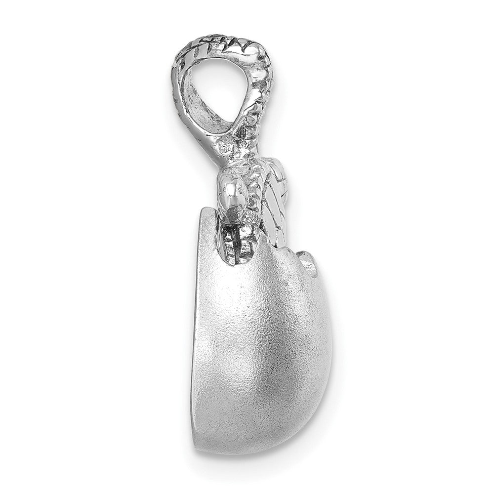 Sterling Silver Rhodium-plated Moveable Crystal Polished Hatching Turtle in Satin Egg Pendant LP-040