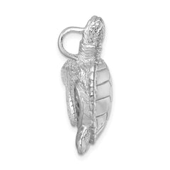 Sterling Silver Rhodium-plated Polished and Textured Sea Turtle Slide LP-042