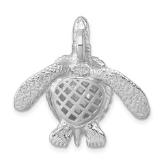 Sterling Silver Rhodium-plated Polished and Textured Sea Turtle Slide LP-042