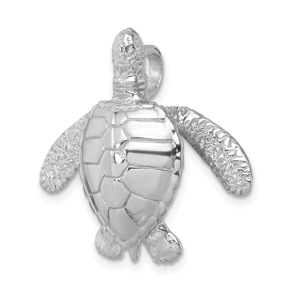 Sterling Silver Rhodium-plated Polished and Textured Sea Turtle Slide LP-042