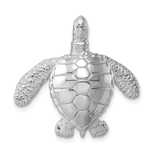 Sterling Silver Rhodium-plated Polished and Textured Sea Turtle Slide LP-042