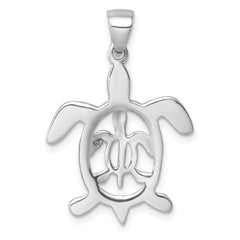 Sterling Silver Rhodium-plated Cut Out  Mother and Baby Turtle Pendant LP-053