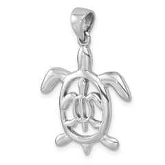Sterling Silver Rhodium-plated Cut Out  Mother and Baby Turtle Pendant LP-053
