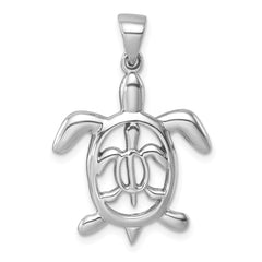 Sterling Silver Rhodium-plated Cut Out  Mother and Baby Turtle Pendant LP-053