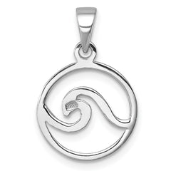 Sterling Silver Rhodium-plated Polished Wave Pendant LP-058