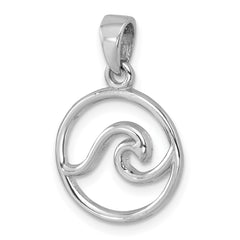 Sterling Silver Rhodium-plated Polished Wave Pendant LP-058