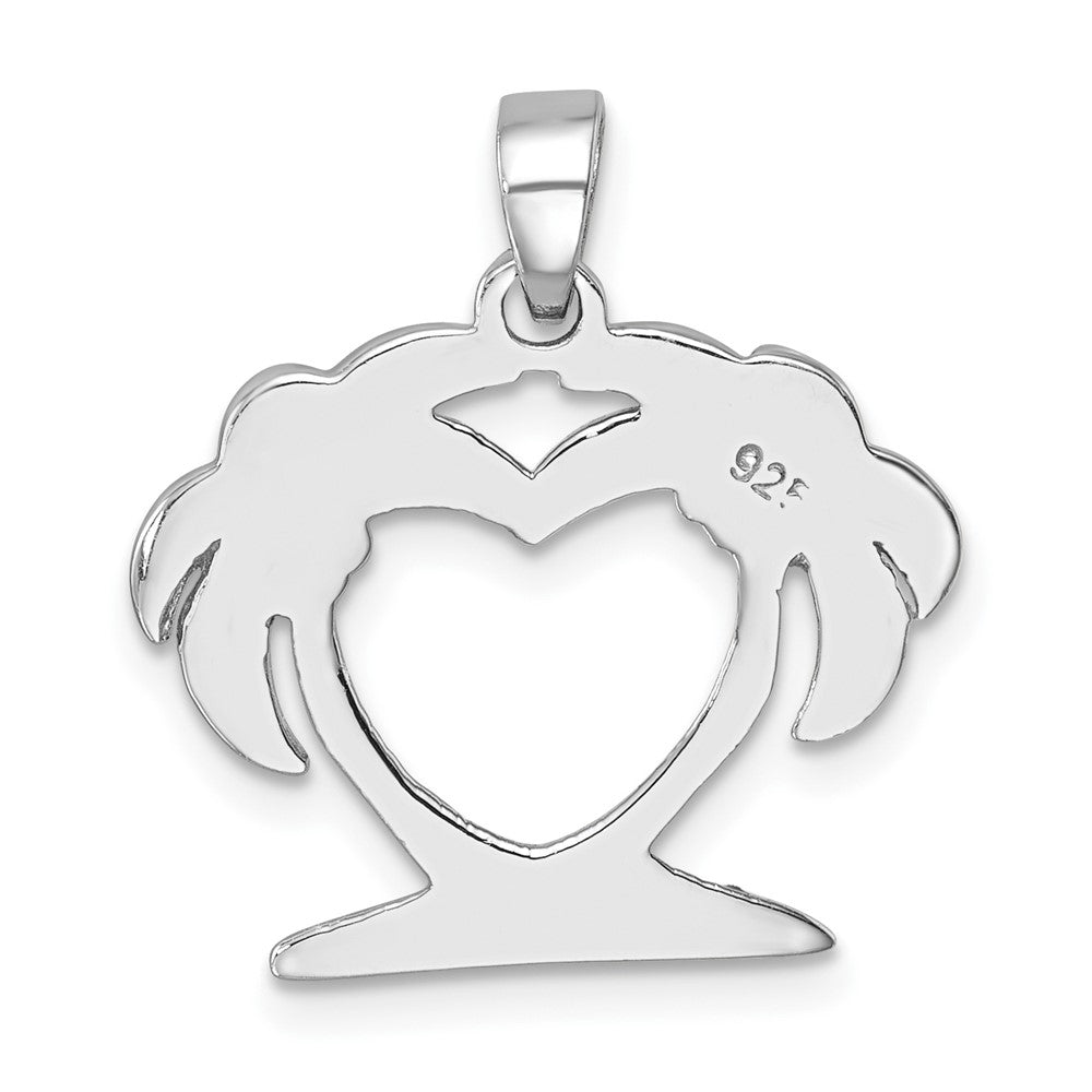 Sterling Silver Rhodium-plated Polished Double Palm Tree Pendant LP-077