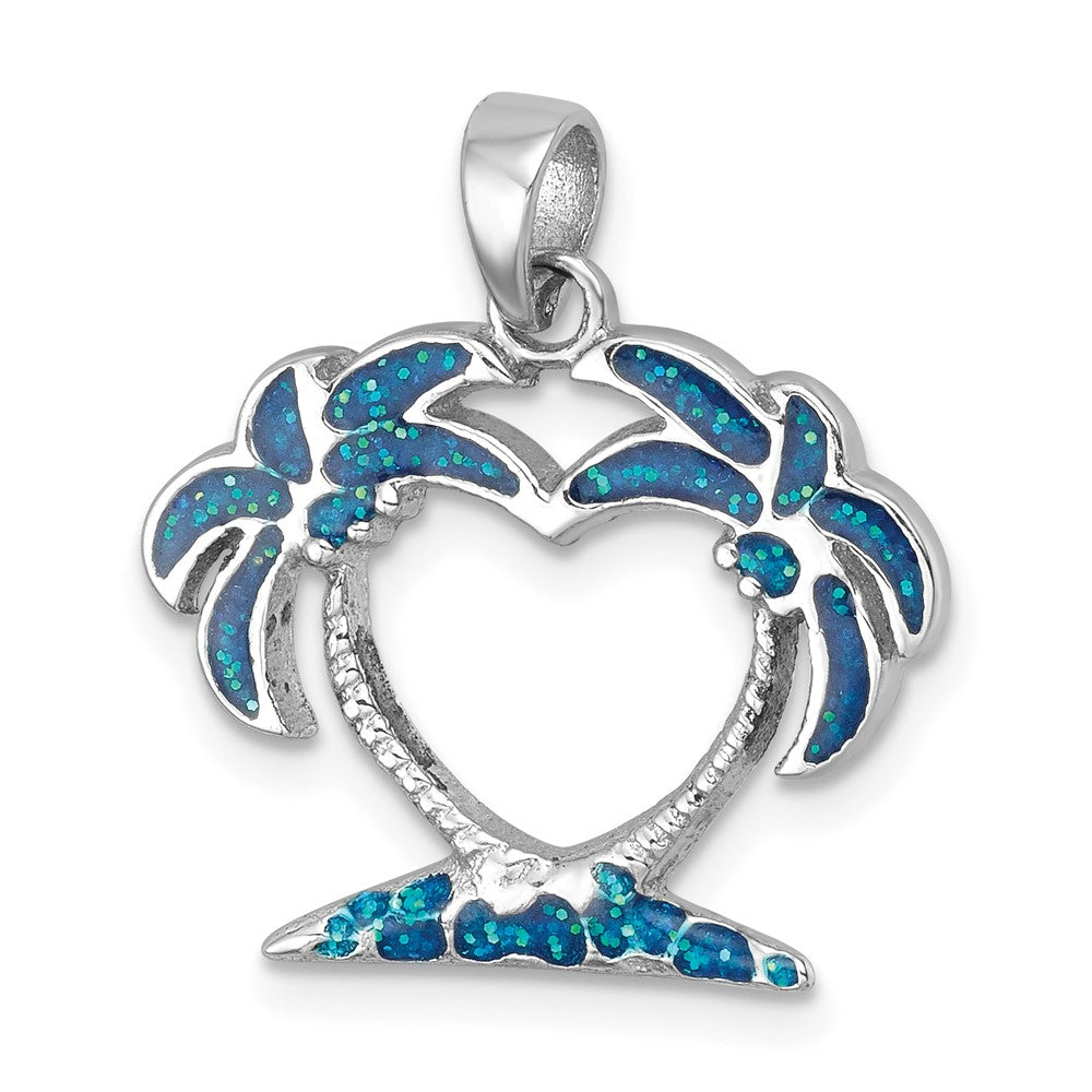 Sterling Silver Rhodium-plated Polished Double Palm Tree Pendant LP-077