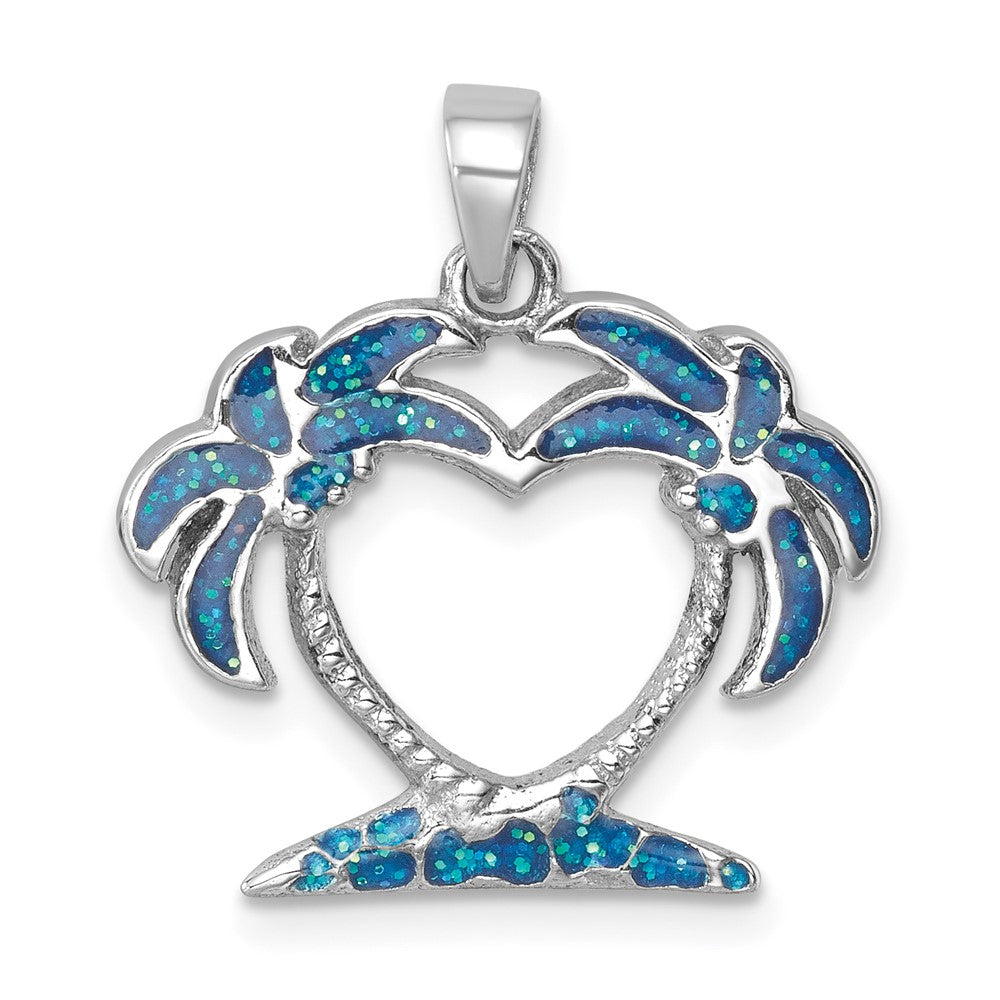 Sterling Silver Rhodium-plated Polished Double Palm Tree Pendant LP-077