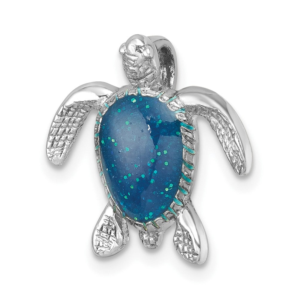Sterling Silver Rhodium-plated Enameled Turtle Chain Slide LP-180