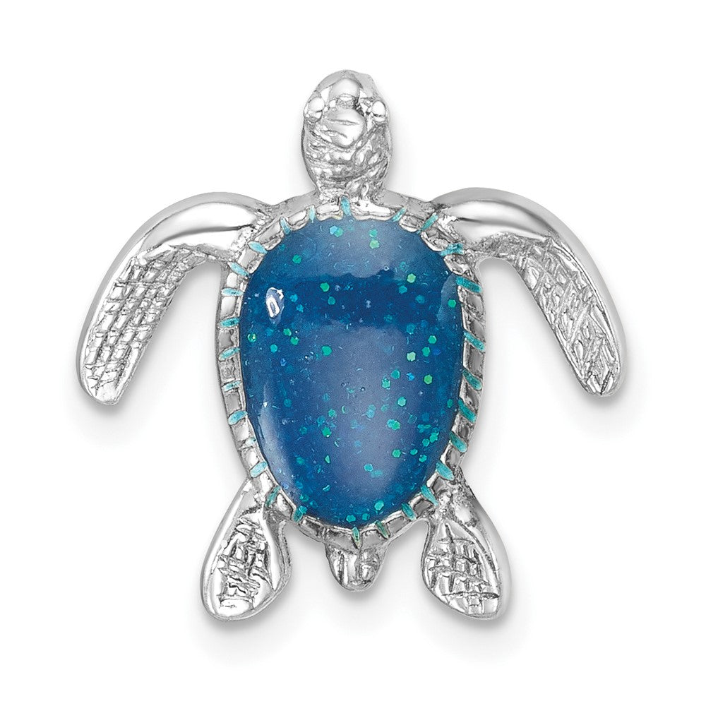 Sterling Silver Rhodium-plated Enameled Turtle Chain Slide LP-180