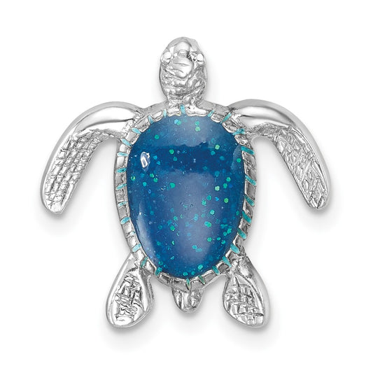 Sterling Silver Rhodium-plated Enameled Turtle Chain Slide LP-180