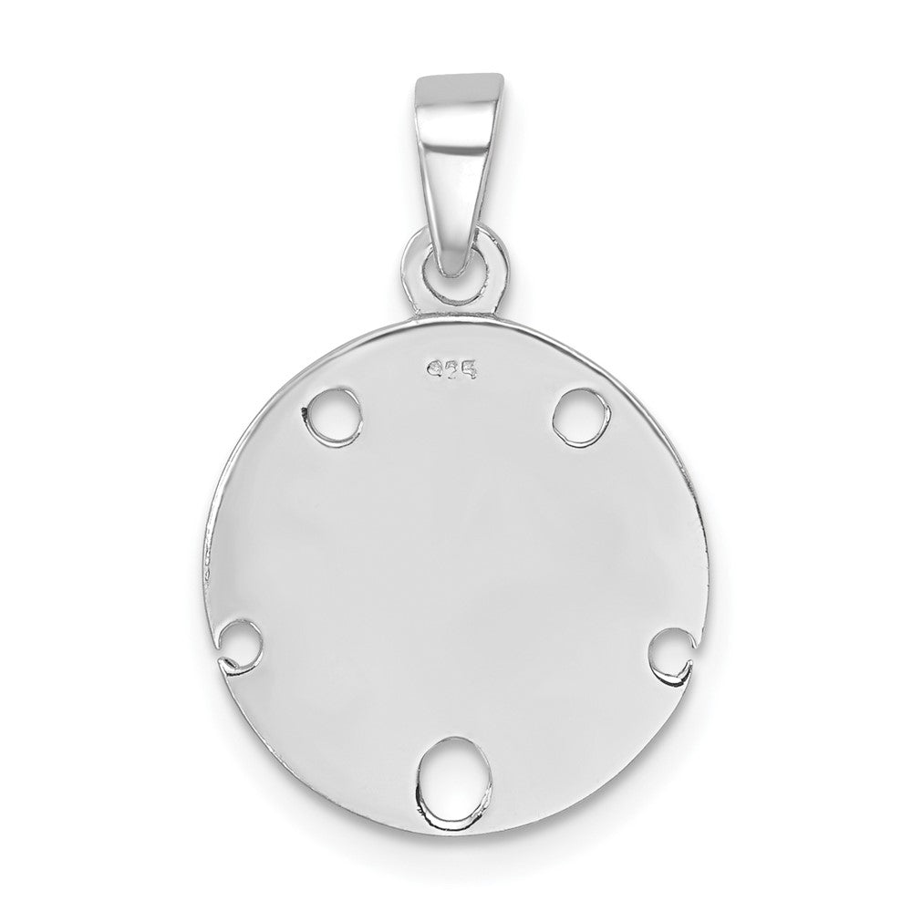 Sterling Silver Rhodium-plated Polished and Textured Enameled Sand Dollar Pendant LP-188