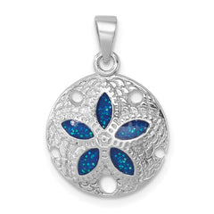 Sterling Silver Rhodium-plated Polished and Textured Enameled Sand Dollar Pendant LP-188