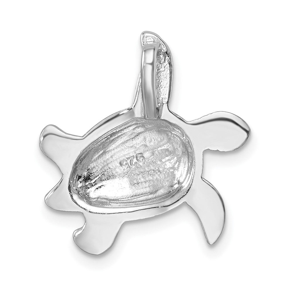 Sterling Silver Rhodium-plated Enameled Swimming Turtle Chain Slide LP-208