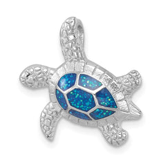Sterling Silver Rhodium-plated Enameled Swimming Turtle Chain Slide LP-208