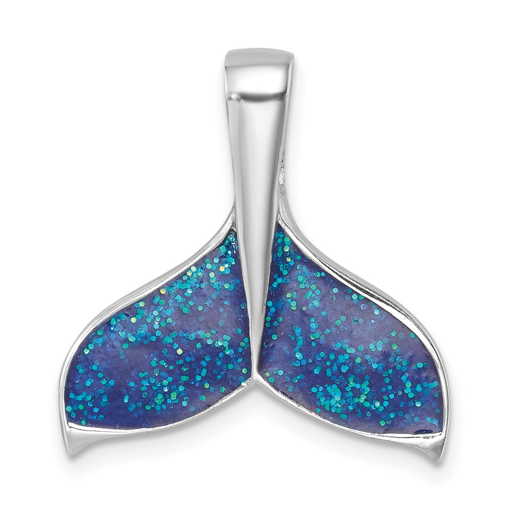 Sterling Silver Rhodium-plated Polished Enameled Whale's Tail Pendant LP-220