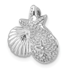Sterling Silver Rh-plated Polished Starfish,Sand Dollar & Shell Chain Slide LP-229
