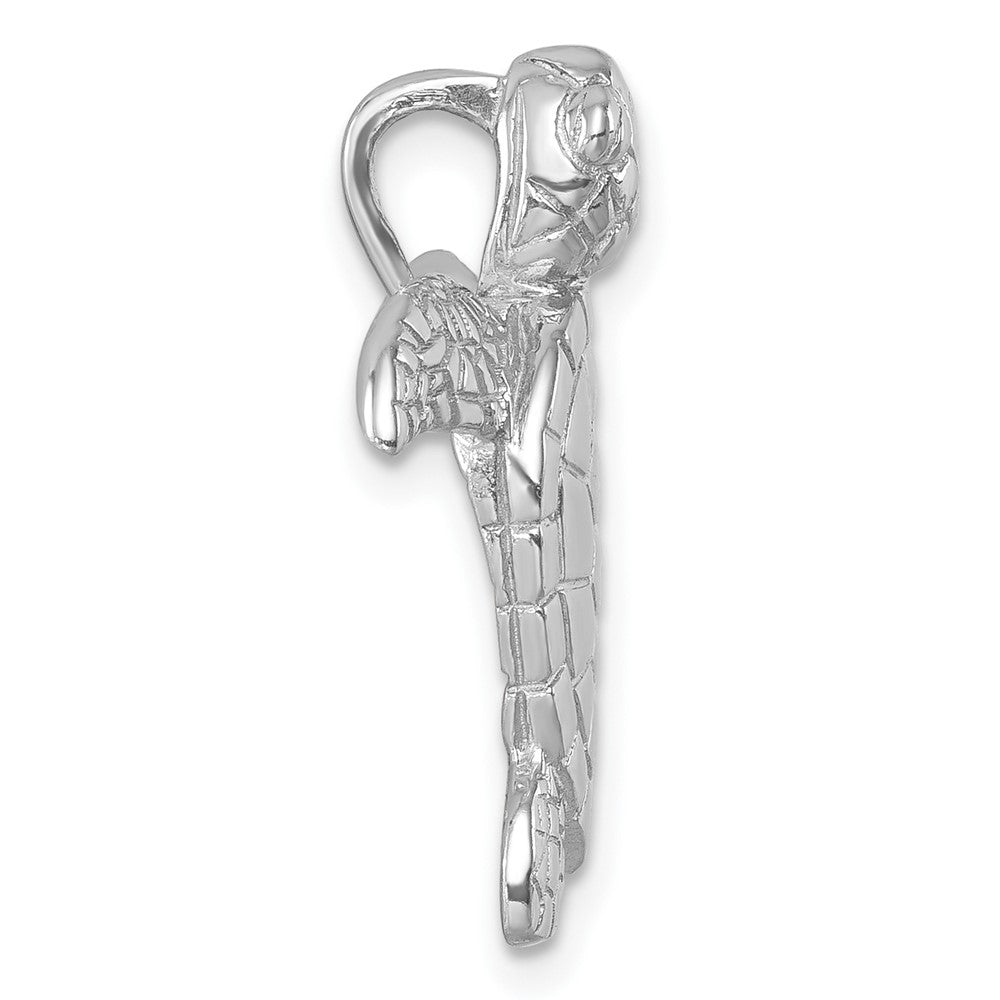 Sterling Silver Rhodium-plated Polished and Textured Turtle Chain Slide LP-271