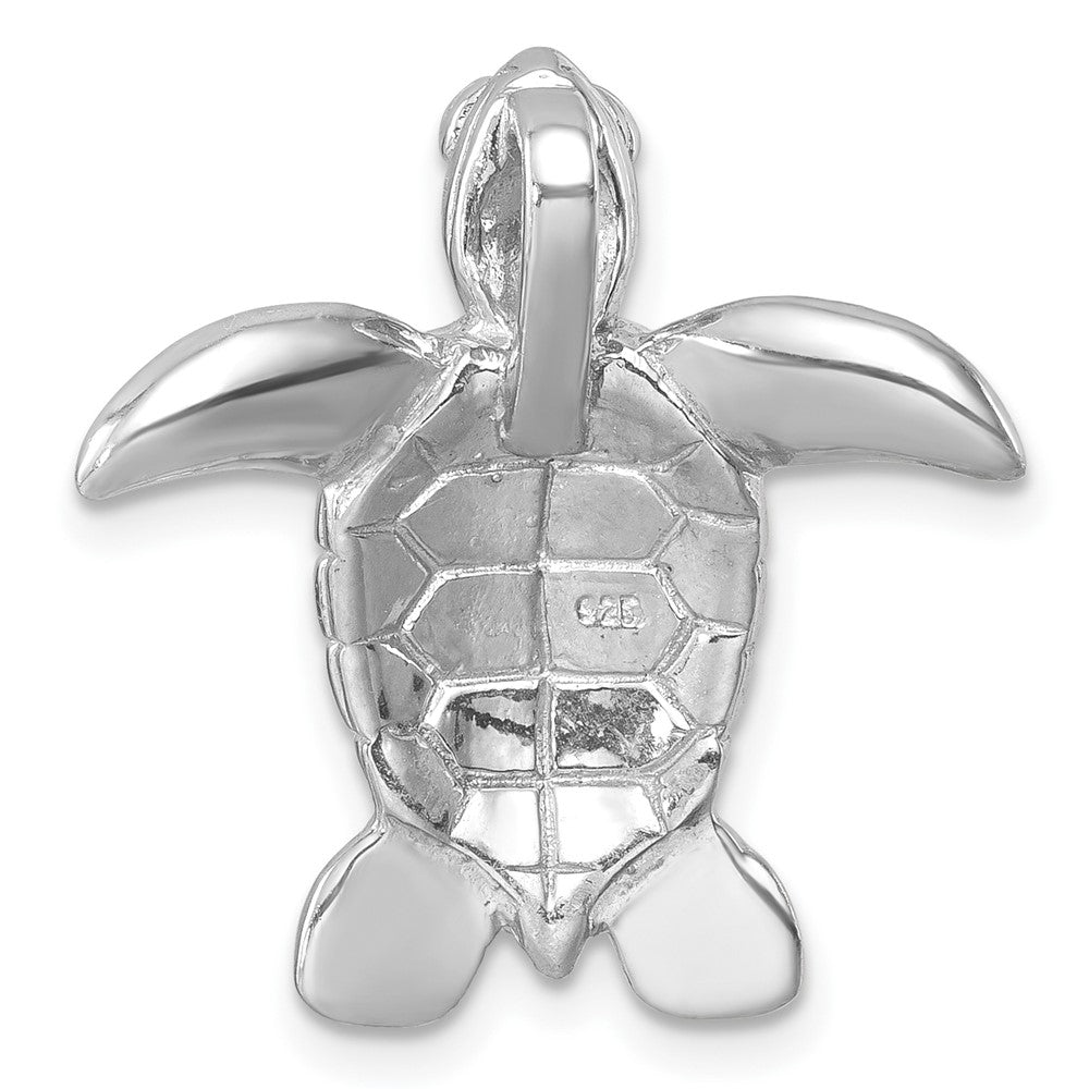 Sterling Silver Rhodium-plated Polished and Textured Turtle Chain Slide LP-271