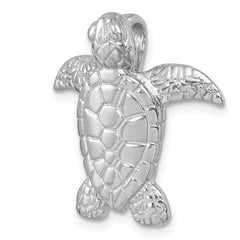 Sterling Silver Rhodium-plated Polished and Textured Turtle Chain Slide LP-271