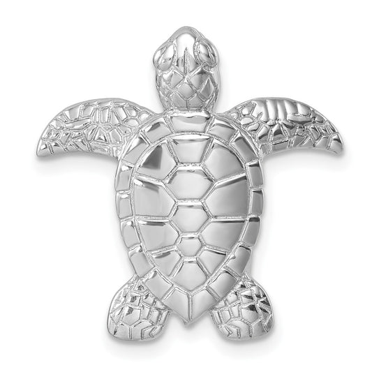 Sterling Silver Rhodium-plated Polished and Textured Turtle Chain Slide LP-271