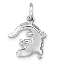 Sterling Silver Rhodium-plated Polished Curled Gator Pendant LP-313
