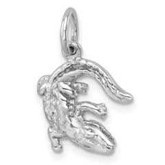 Sterling Silver Rhodium-plated Polished Curled Gator Pendant LP-313