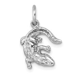 Sterling Silver Rhodium-plated Polished Curled Gator Pendant LP-313