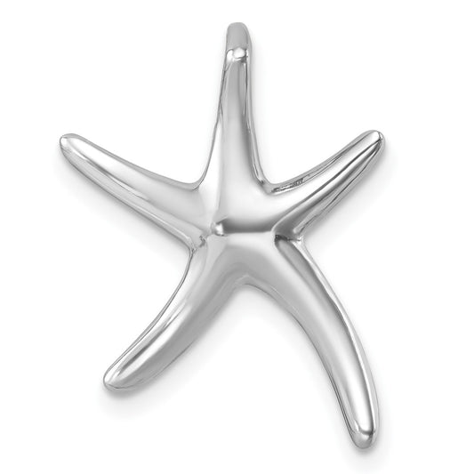 Sterling Silver Rhodium-plated Polished Sea Star Chain Slide LP-371