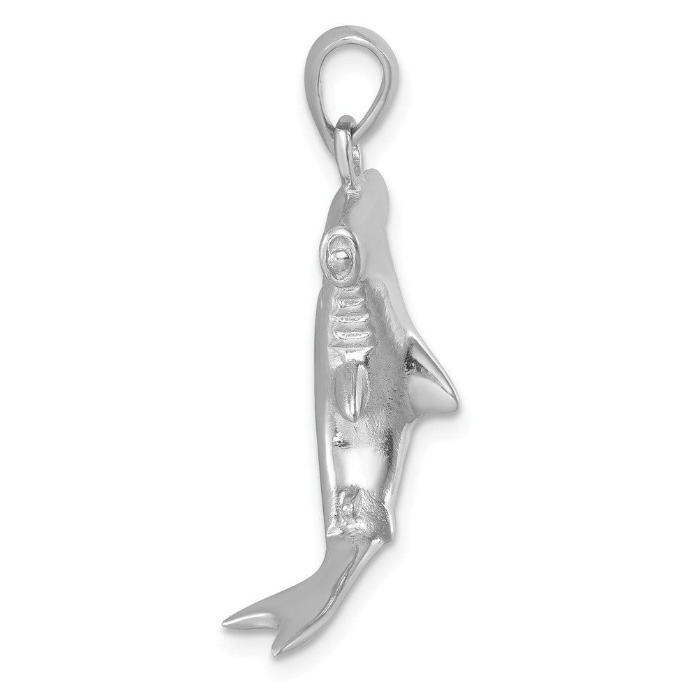 Sterling Silver Rhodium-plated Polished 3D Hammerhead Shark Pendant LP-399