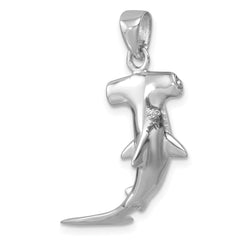 Sterling Silver Rhodium-plated Polished 3D Hammerhead Shark Pendant LP-399