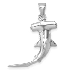 Sterling Silver Rhodium-plated Polished 3D Hammerhead Shark Pendant LP-399
