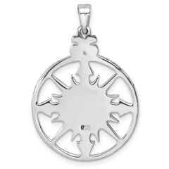 Sterling Silver Rhodium-plated Polished Enameled Compass Rose-tone Pendant LP-402