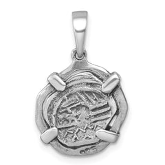 Sterling Silver Rhodium-plated Polished and Antiqued Medieval Coin Pendant LP-412