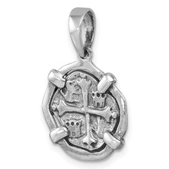 Sterling Silver Rhodium-plated Polished and Antiqued Medieval Coin Pendant LP-412