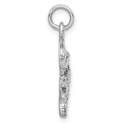 Sterling Silver Rhodium-plated Polished Small Gator Pendant LP-423