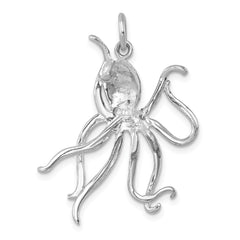 Sterling Silver Rhodium-plated Polished Octopus Pendant LP-723