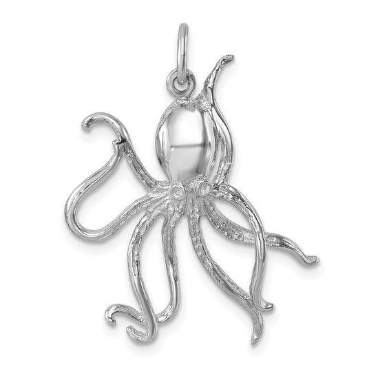 Sterling Silver Rhodium-plated Polished Octopus Pendant LP-723
