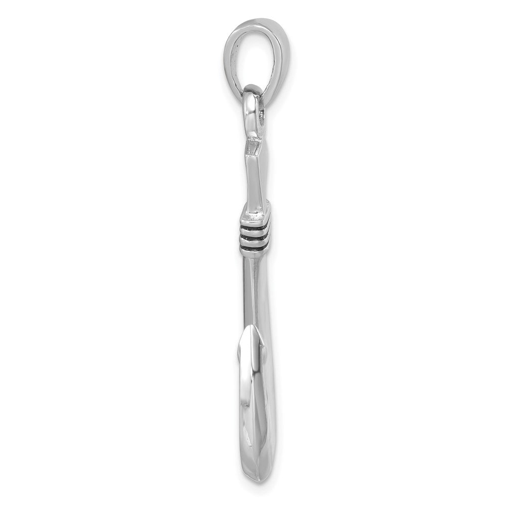 Sterling Silver Rhodium-plated Polished and Antiqued Hook Pendant LP-742