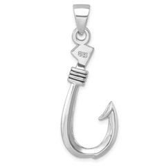 Sterling Silver Rhodium-plated Polished and Antiqued Hook Pendant LP-742