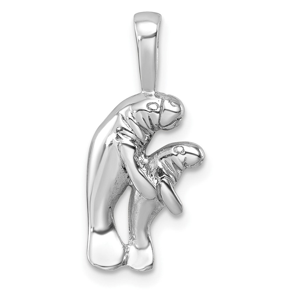 Sterling Silver Rhodium-plated Polished Manatee And Baby Pendant LP-9622