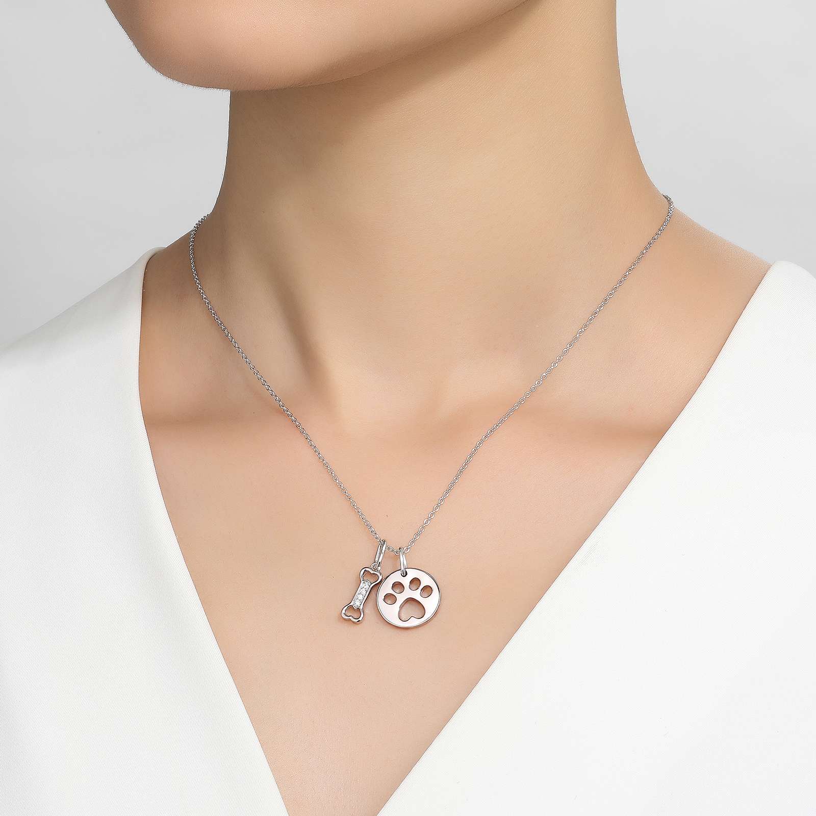 LAFONN Paw Print Dog Bone Necklace LV002CLP20