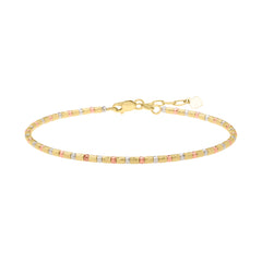 Tri-color Gold Diamond Cut/ Textured Pallina Beads Bracelet