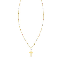 Tri-color Gold Polished Love & Faith Necklace