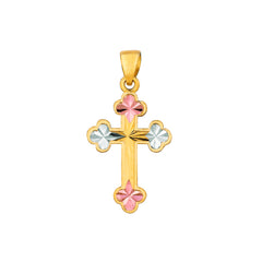 Tri-color Gold Polished Crosses Charm