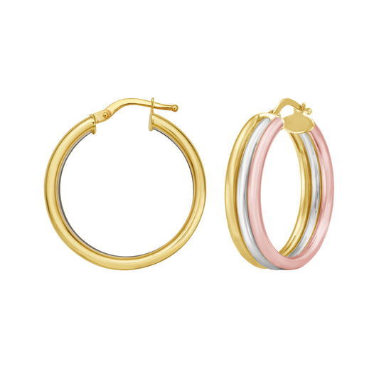 Tri-color Gold Polished Trinity Collection Earring