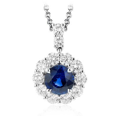 Tempera Sapphire Pendant Necklace in 18k Gold with Diamonds MP2047 WHITE 18K SEMI