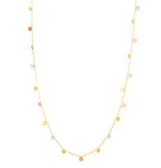 Tri-color Gold Polished Dangling Designs Necklace